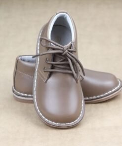 Logan Boys Waxed Leather Mid-Top Lace Up Shoes