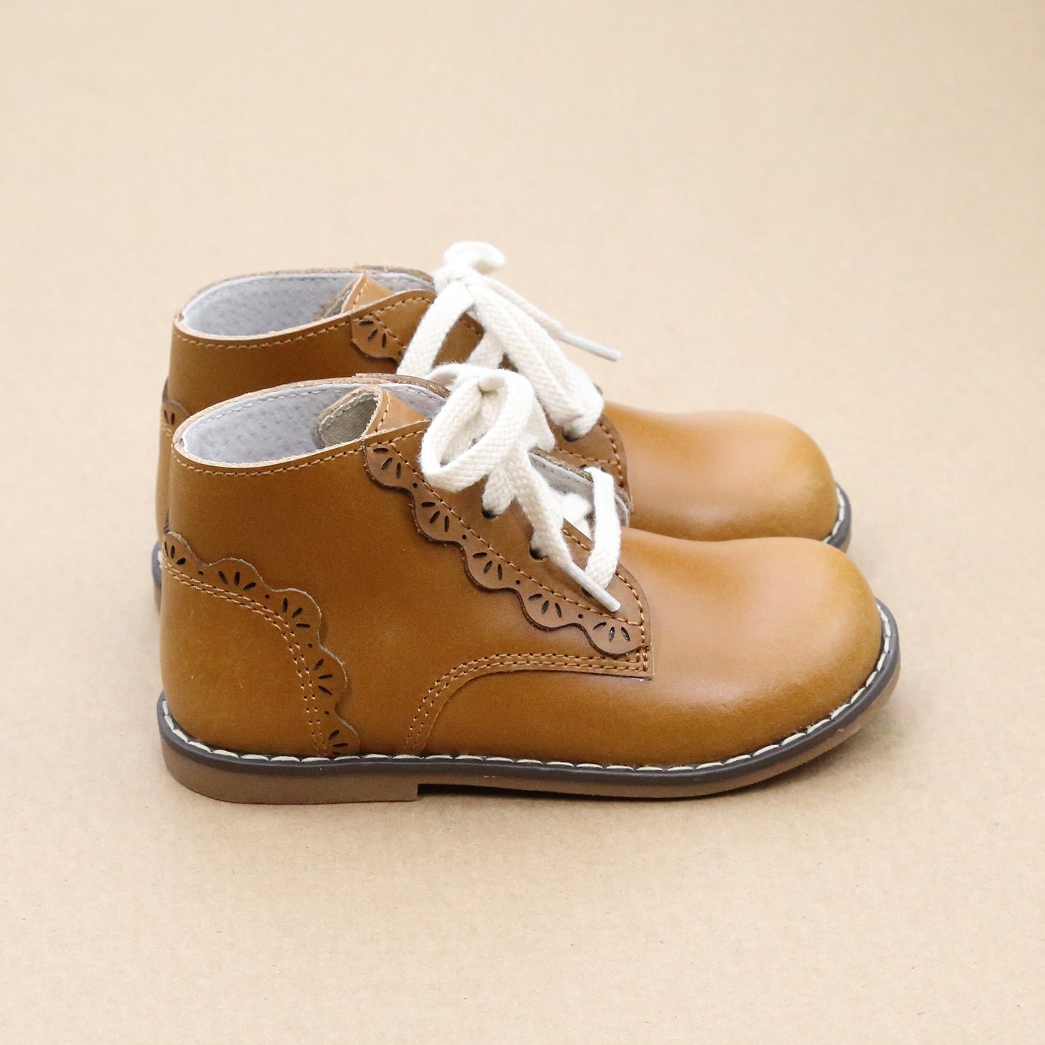 Junie Vintage Inspired Leather Boot with Appleseed Design