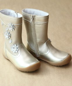 L'Amour Girls Posy Flower Leather Mid Boot